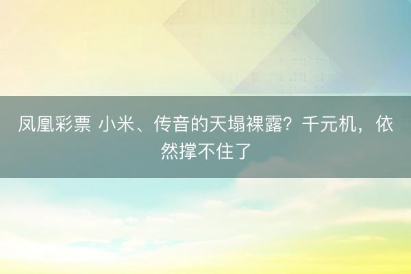 凤凰彩票 小米、传音的天塌裸露？千元机，依然撑不住了