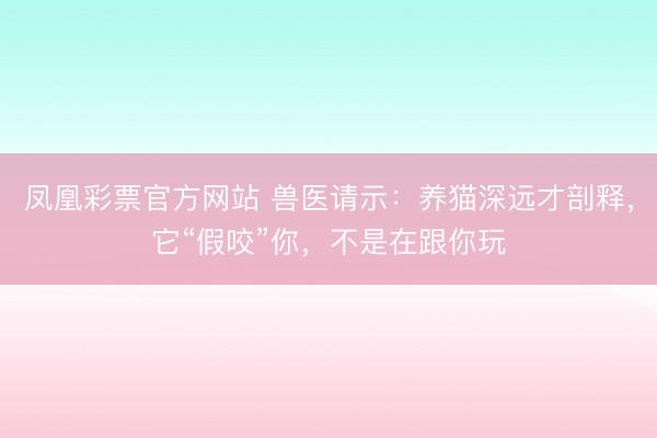 凤凰彩票官方网站 兽医请示：养猫深远才剖释，它“假咬”你，不是在跟你玩