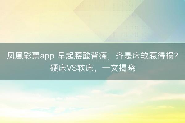 凤凰彩票app 早起腰酸背痛，齐是床软惹得祸？硬床VS软床，一文揭晓